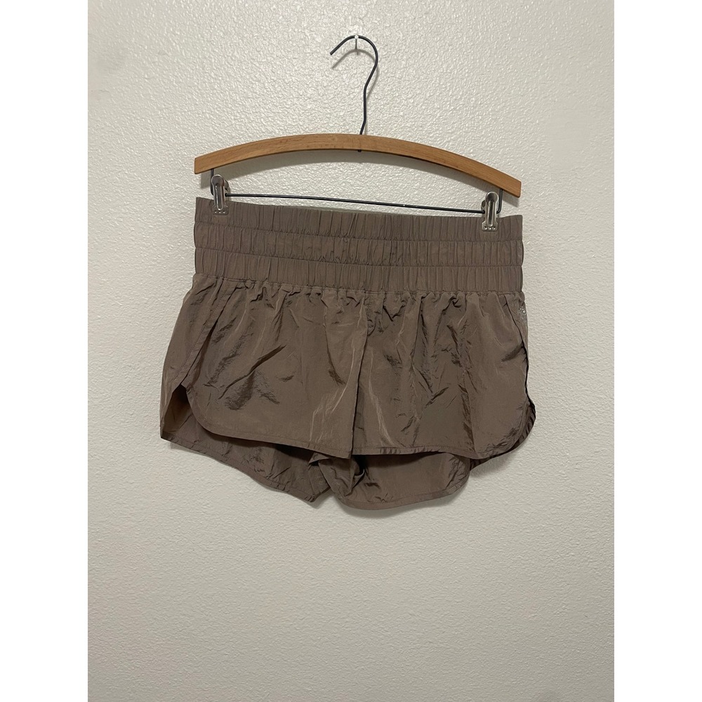 FP Movement x HATCH Way Home Shorts Women S Taupe Brown Excellent Smocked Active